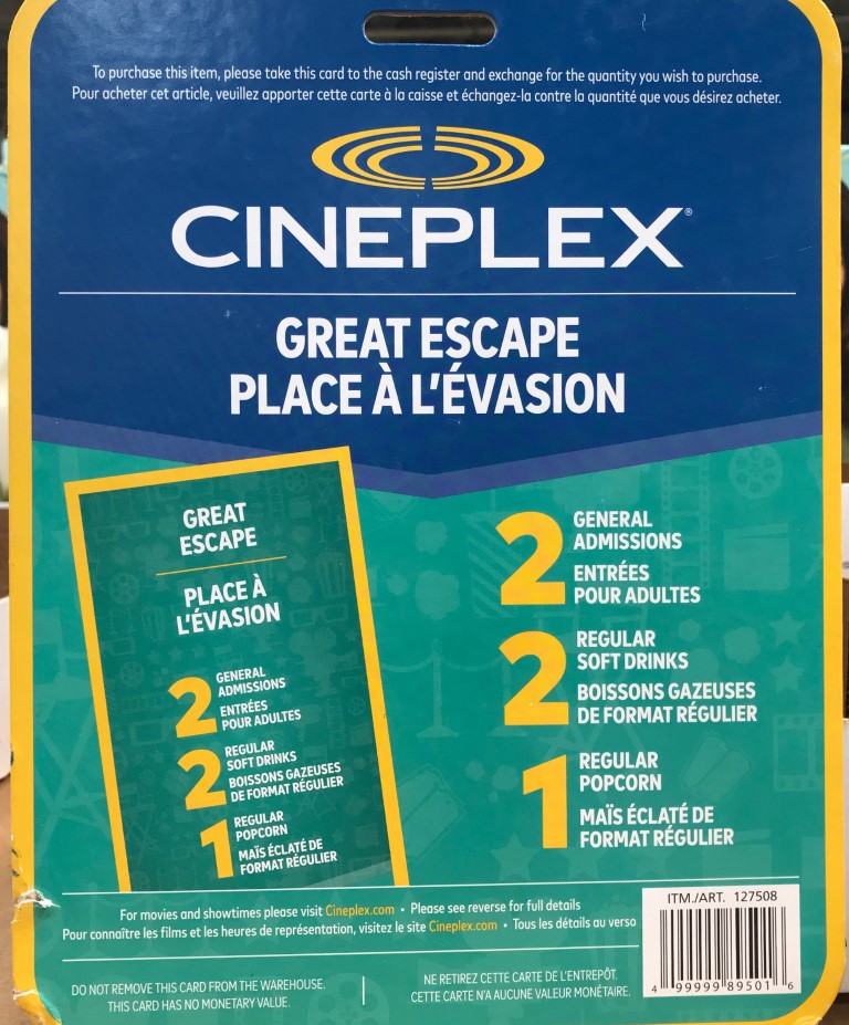 Costco Cineplex Movie Tickets A Great Escape A Great Deal Just Got